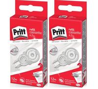 Pritt Cassette de recharge pour roller correcteur Refill Flex Roller Midway, écriture instantanée, pointe flexible et rétractable, fonction push & pull, largeur 4,2 mm, longueur 12 m (Lot de 2)