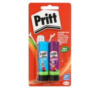 Pritt Colle Stick Colorée - Lot de 2 Bâtons (Bleu & Violet) - Colle Colorée Lavable - Sans Solvant - 20g - 96% Ingrédients Naturels - Pour Enfants - Idéale pour Papier