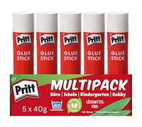 Pritt Lot de 5 bâtons de colle de bricolage durable et adaptée aux enfants avec 97 % d'ingrédients naturels, forte adhérence, application propre sans vagues, idéal pour l'école, le bureau, les