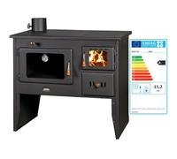 Prity 2P50 Grand poêle à bois avec deux plaques de cuisson et four | Double plaque de cuisson en fonte | Certifié CE | Grande cuisinière de ferme