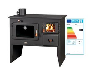 Prity 2P50 Grand poêle à bois avec deux plaques de cuisson et four | Double plaque de cuisson en fonte | Certifié CE | Grande cuisinière de ferme