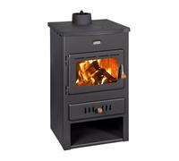 Prity K1 CP W8 Poêle à bois avec gaine en fonte, dessus en fonte, chauffage central, multifonction, brûleur à bois certifié CE 8 kW