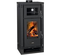 Prity K2 GT F Poêle à bois avec four, noir, vitrocéramique, option chaudière, certifié CE, cuisinière de ferme moderne