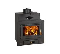 Prity M W18 Insert de cheminée conduisant l'eau | Puissance totale 23,5 kW (5,1 kW d'air + 18,4 kW d'eau) | Tuyau de fumée Ø 200 mm | Réservoir d'eau de 37 l | Poêle à bois compact pour chauffage