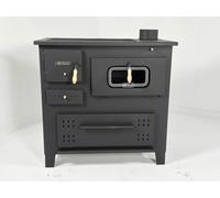 Prity Poêle à bois avec plaque en fonte, brûleur à bûches de 13 kW