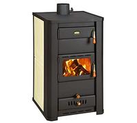 Prity Poêle à bois pour chauffage central, poêle à combustible solide, 5 kg, beige/noir