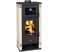 Prity Poêle avec compartiment de cuisson Prity K2 GT F Crème 8,1 kW en Métal Ivoire Bois