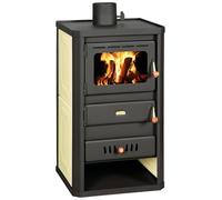 Prity S2 W10 Poêle à bois avec gaine d'eau, 10 kW, chauffage central, certifié CE, brûleur à bois amélioré, conforme à la norme EN