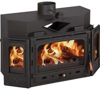 Prity TC Insert de cheminée | Puissance de chauffage 16 kW | Efficacit Tuyau de fumée Ø 200 mm | Porte en fonte | Four à bois robuste pour les grands espaces de vie