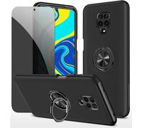 Privacy Case For Redmi Note 9 Pro/Redmi Note 9s Case Cover With Anti-Spy Tempered Glass With Ring Holder Shock Resistant Scratch Resistant Pc Silicone Heavy Duty - Black