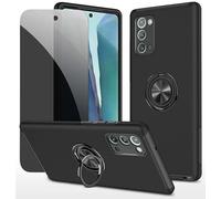Privacy Coque pour Samsung Galaxy Note 20 Housse Etui avec Anti-Espion Verre trempé avec Support de Bague résistant aux Chocs résistant aux Rayures PC Silicone Heavy Duty-Noir