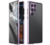 Privacy Magnetic Double Sided Tempered Glass Phone Case for Samsung Galaxy S25, S24, S23, S22, S21 Series, Wireless Charging Full Body Protection (Purple,for S23)