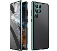 Privacy Magnetic Double Sided Tempered Glass Phone Case for Samsung Galaxy S25, S24, S23, S22, S21 Series, Wireless Charging Full Body Protection (Green,for S24Plus)