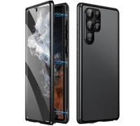 Privacy Magnetic Double Sided Tempered Glass Phone Case for Samsung Galaxy S25, S24, S23, S22, S21 Series, Wireless Charging Full Body Protection (Black,for S21)