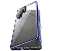 Privacy Magnetic Double Sided Tempered Glass Phone Case for Samsung Galaxy S25, S24, S23, S22, S21 Series, Wireless Charging Full Body Protection (Blue,for S25)