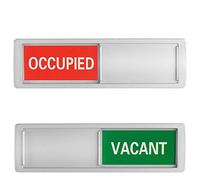 Privacy Sign, Premium Vacant Occupied Sign for Home Office Restroom Conference Hotles Hospital, Slider Door Indicator Tells Whether Room Vacant or Occupied, 7'' x 2'' - Silver