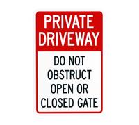 Private Driveway Do Not Obstruct Open Or Closed Gate Panneau d'avertissement en métal pour entreprise, maison, extérieur, intérieur, garage, mur de rue, sécurité, décoration personnalisée, 20,3 x 30,5