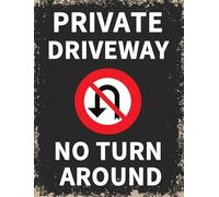 Private Driveway Plaque en aluminium avec inscription « No Turn Around » pour cour, jardin, porte d'entrée, maison et entreprise 20 x 30 cm