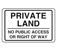 Private Land No Public Access Or Right Of Way - Panneau de sécurité - Autocollant haute adhérence (150 mm x 100 mm) Distance de visualisation à moins de 3 m.