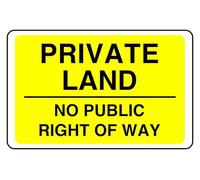 Private Land No Public Right Of Way - Panneau de sécurité - Autocollant haute adhérence (150 mm x 100 mm) Distance de visualisation à moins de 3 m.