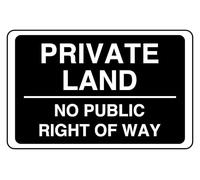 Private Land No Public Right Of Way - Panneau de sécurité - Autocollant haute adhérence (200 mm x 150 mm) Distance de visualisation dans un rayon de 5 m.