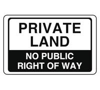Private Land No Public Right Of Way - Panneau de sécurité - Autocollant haute adhérence (200 mm x 150 mm) Distance de visualisation dans un rayon de 5 m.