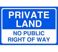 Private Land No Public Right Of Way - Panneau de sécurité - Autocollant haute adhérence (300 mm x 200 mm) Distance de visualisation à moins de 7 m.