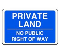 Private Land No Public Right Of Way - Panneau de sécurité - Autocollant haute adhérence (400 mm x 300 mm) Distance de visualisation dans un rayon de 14 m.