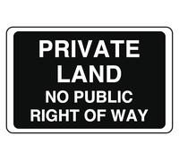Private Land No Public Right Of Way - Panneau de sécurité - Autocollant haute adhérence (600 mm x 400 mm) Distance de visualisation dans un rayon de 20 m.
