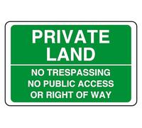 Private Land No Trespassing No Public Access Or Right Of Way - Panneau de sécurité - Autocollant haute adhérence (300 mm x 200 mm) Distance de visualisation à moins de 7 m.