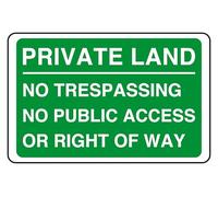 Private Land Panneau de sécurité autocollant avec inscription « No Trespassing No Public Access Or Right Of Way » 200 mm x 150 mm Distance de visualisation à moins de 5 m.