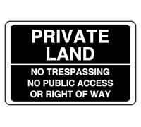 Private Land Panneau de sécurité autocollant avec inscription « No Trespassing No Public Access Or Right Of Way » 400 mm x 300 mm Distance de visualisation à moins de 14 m.
