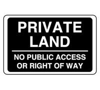 Private Land Panneau de sécurité avec inscription « No Public Access Or Right Of Way » (200 mm x 150 mm) Distance de visualisation à moins de 5 m.
