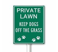 Private Lawn Panneau de jardin avec piquet « Keep Dogs Off The Grass » - Plaque en aluminium robuste résistante à la décoloration - 18 x 22 cm - Vert