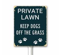 Private Lawn Panneau « Keep Dogs Off The Grass » avec piquet en métal, panneaux « No Pooping » pour cour, « Pick Up After Your Dog », panneau en aluminium antirouille 12 x 15 cm
