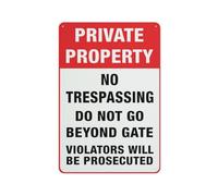 Private Property - Panneau en aluminium avec inscription « No Trespassing Do Not Go Beyond » - 30,5 x 20,3 cm - Protection contre les UV, imperméable, résistant aux intempéries et à la décoloration