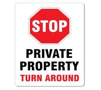 Private Road End Turn Around Required Sign 12x8 Inch