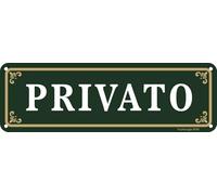 Privato Cartello Alluminio - 2 pz, 25 x 8 cm, Cartelli Da Giardino, facile à installer, résistant aux UV, résistant à toutes les conditions météorologiques, via Uso Interno o Esterno