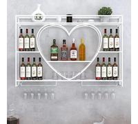 Prive de vin à vin en métal monté avec Porte-Verre à vin, Barres murales étagère Affichage de Rangement à vin pour Salle à Manger de Cuisine, étagères d'alcool à Barres flottantes Modernes,