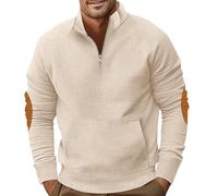 PRIVIMIX Sweat Homme Col Zippé Pull sans Capuche Sweatshirt Velours Côtelé avec Poche Kangourou M-3XL