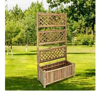 Prix bas - Cache-pot Jardinière fleurs-Lit surélevé de jardin - avec treillis Bambou 70 cm （953375102361)