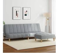 Prix bas - Canapé-lit - 2 places - Canapé convertible réversible-avec repose-pied gris clair tissu （701846605455)