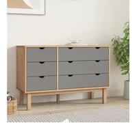Prix bas - Commode Armoire de Chambre - Bahut bas OTTA marron et gris 111x43x73,5 cm bois de pin massif （224700550337)