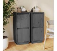 Prix bas - Enfilade Buffet de Cuisine-Lot de 2 Buffets Gris 31,5x34x75 cm-Bois massif de pin （258218334370)
