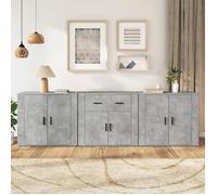 Prix bas - Enfilade Buffet de Cuisine-Lot de 3 Buffets gris béton-Bois d'ingénierie (248508882355)
