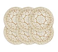 Prix bas - Lot de Napperons de cuisine-Napperons 6 pcs Blanc 38 cm Rond Jute （170743874381)