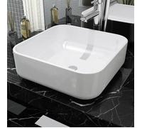 Prix bas - Vasque à poser-Lavabo carré Céramique Blanc 39x39x13,5 cm （617722680936)