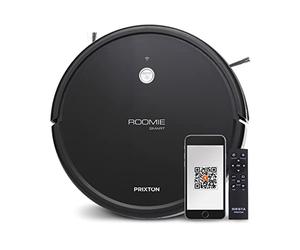 Prixton Aspirateur Robot Roomie Smart avec Grande Puissance d'aspiration 1400 Pa, WiFi et App Mobile, Cartographie du Foyer, Nettoyage Intelligent, Autonome, Balai, Serpillère, Aspire, Gyroscope