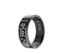 Prixton Bague Connectée Smart Ring Orbyt Touch pour Homme et Femme, Écran Tactile, Base de Chargement, Analyse du Sommeil/Fréquence Cardiaque/Podomètre/Calories, Noir, Taille 9 (19,1 mm)