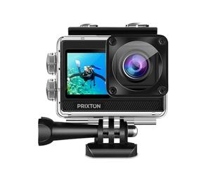 Prixton Caméra Sport 5K DV830 avec Double Écran IPS, 50 MP, Stabilisation EIS, Wi-FI, Étanche Jusqu’à 30 m, Zoom 5X, Accessoires Inclus